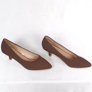 CHARLES ALBERT size 7 dark-taupe mid-heel point-toe pumps